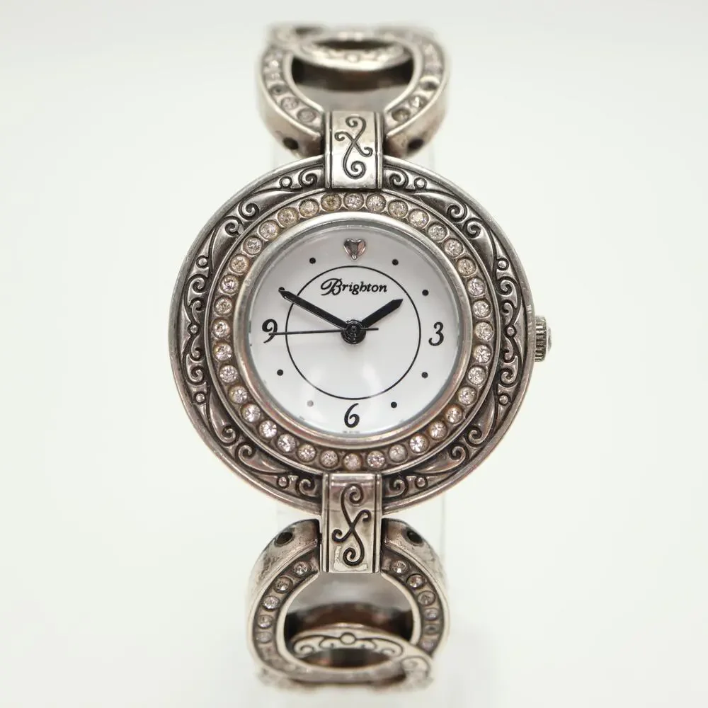 Brighton Stardust Silver Tone 31mm Watch Crystal Metal Bracelet w New Battery